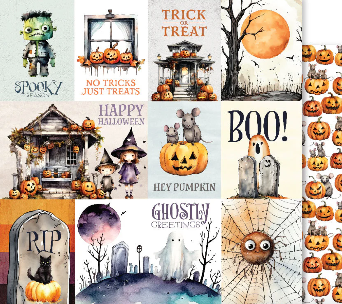 12 x 12 Inch - Spooky Halloween - Double Sided Paper - Paper Rose