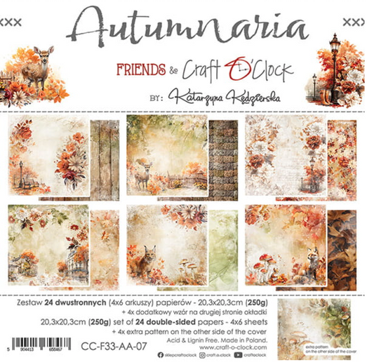 8 x 8 Inch - Autumnaria - Double SIded Paper - Craft O Clock