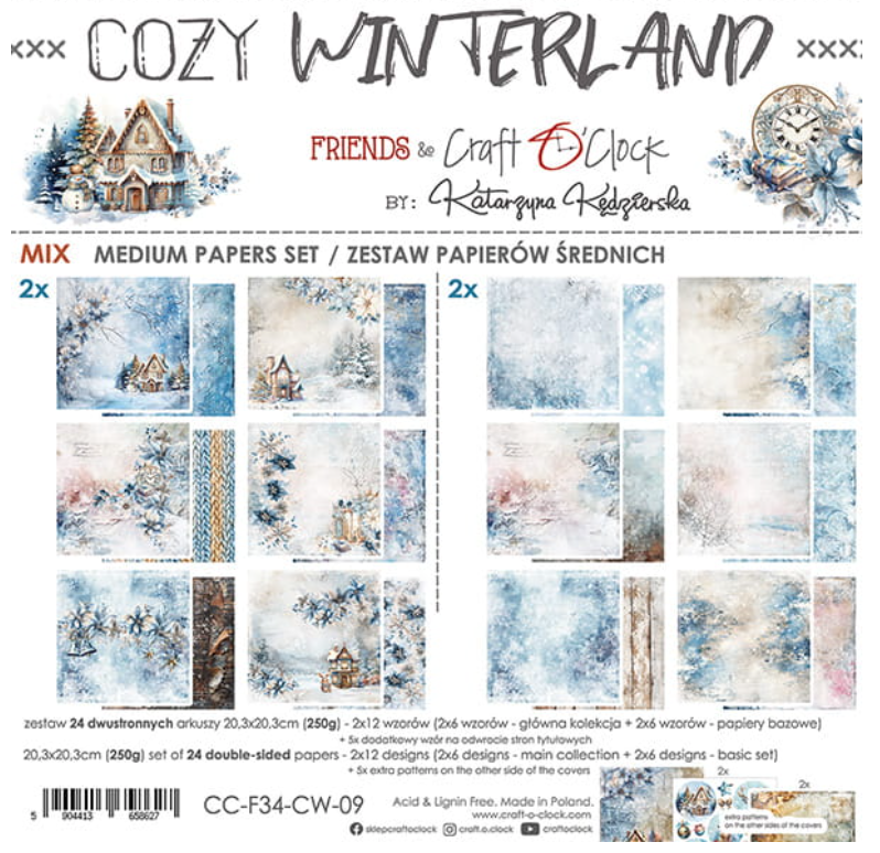 8x8 - Cozy Winterland Mixed Pad - Double Sided Paper - Craft O Clock