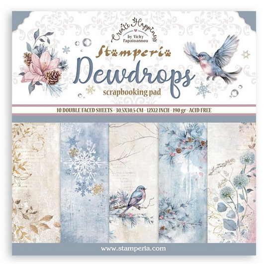 12x12 - Create Happiness - Dewdrops - Double-Sided Paper - 10/Pkg - Stamperia