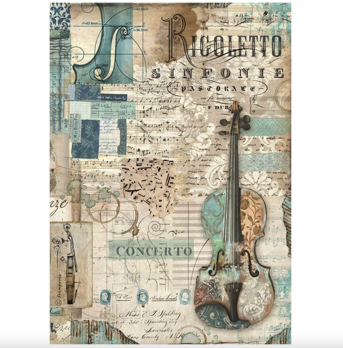 Vilon Paper Rice Paper A4 - Violin - Music - Stamperia