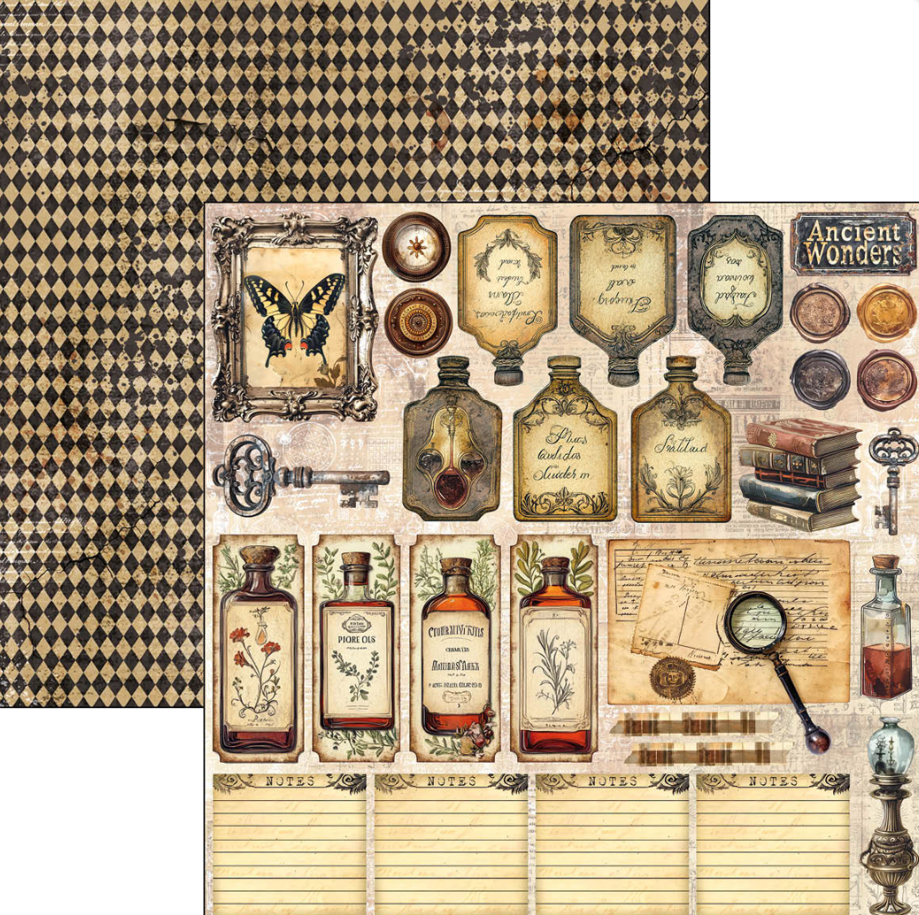 12x12 Paper Pad - Cabinet of Curiosities - Double Sided Paper - 12/Pkg - Ciao Bella