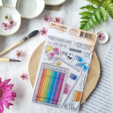Clear Stamp - A6 - COLORING PENCILS - Chou and Flowers
