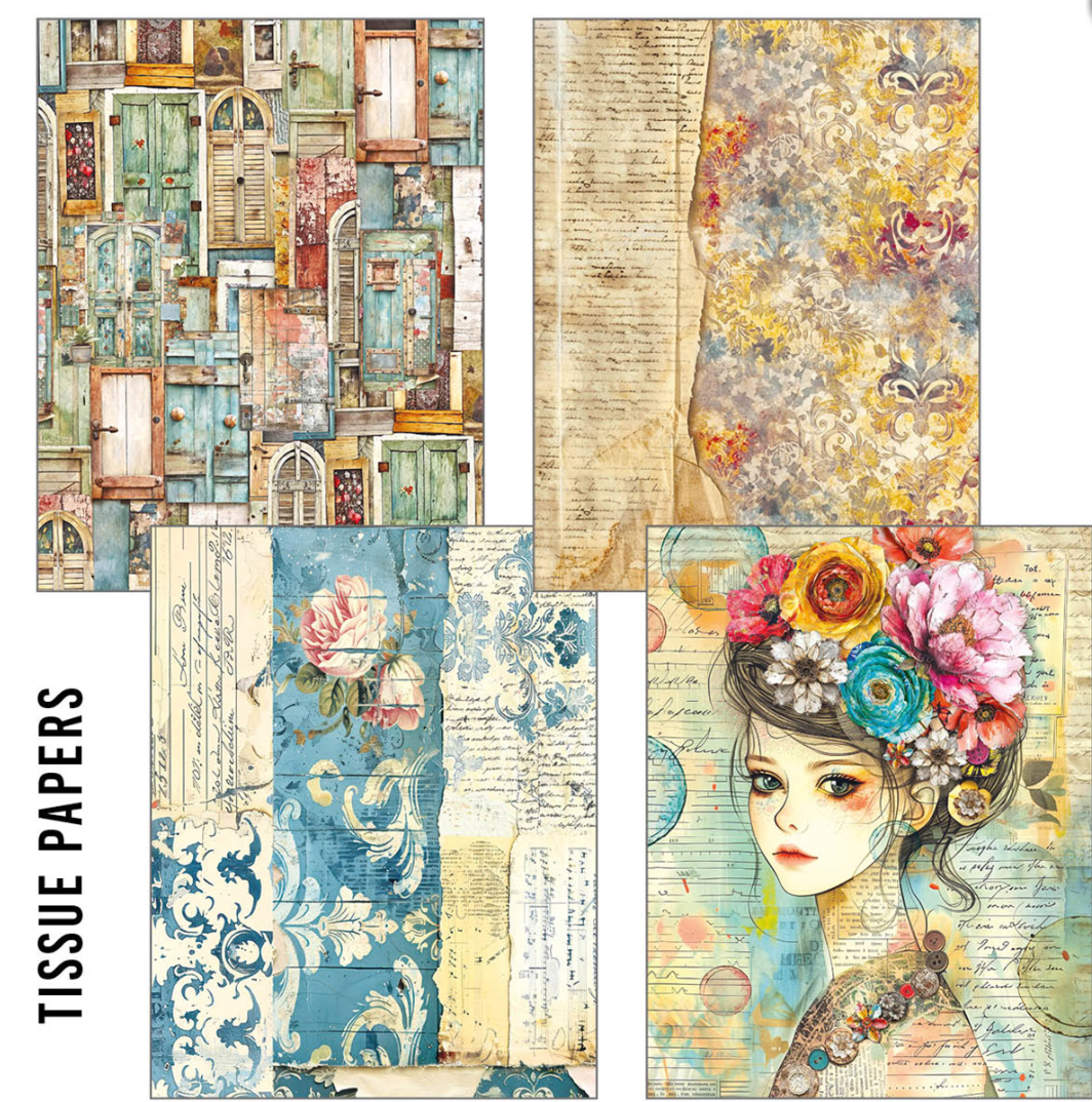 A5 Mixed Paper Pack - Craftmix Quintessential - Tissue, Vellum - 8 Sheets - Ciao Bella