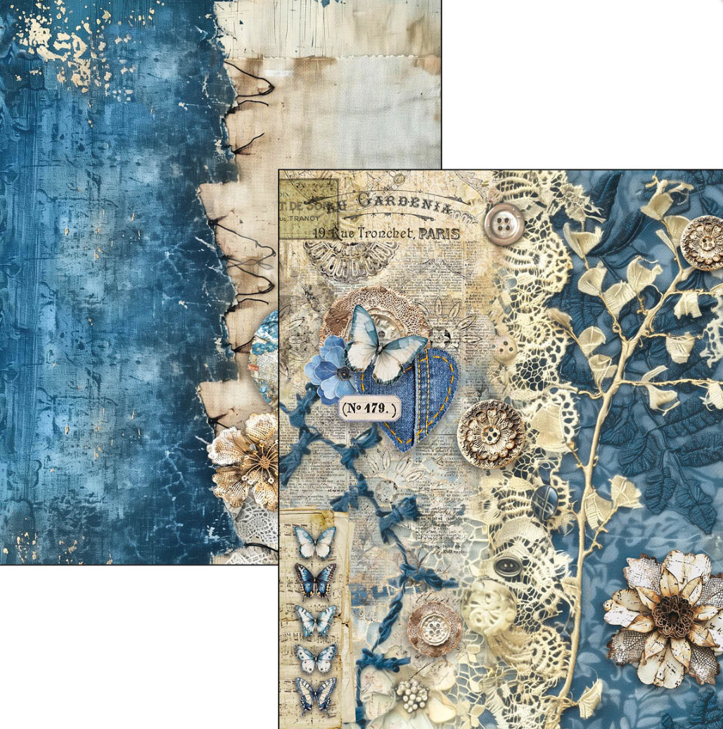 A4 Maxi Mixed Media Book - Urban Blue Denim - 50 Double Pages - Ciao Bella