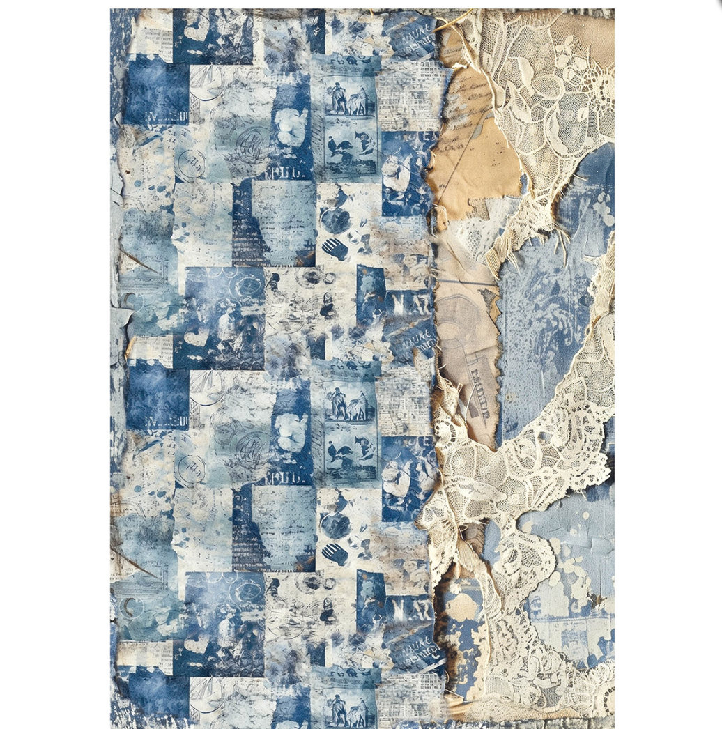 A4 Mixed Media Rice Paper - Urban Blue Denim - Set 4/Pkg- Ciao Bella