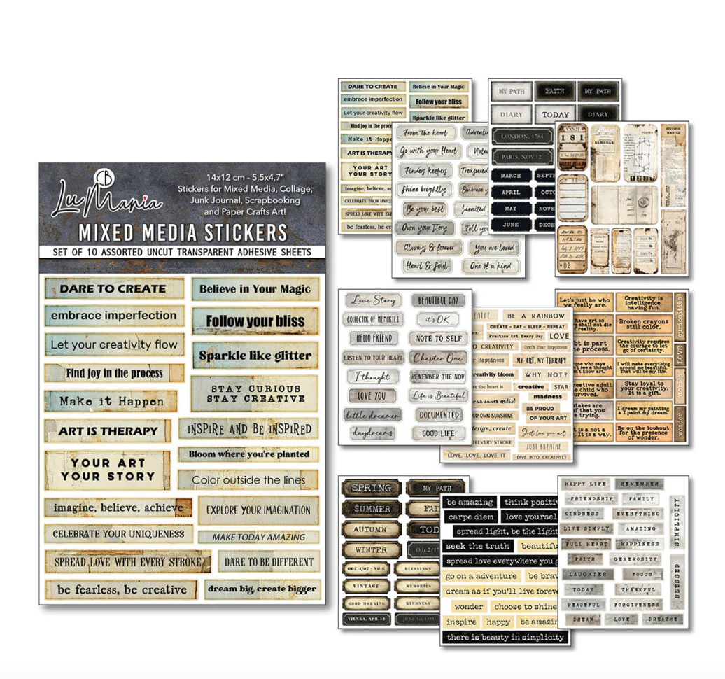 Mixed Media Sticker Set - Little Words - 10/Pkg - Ciao Bella