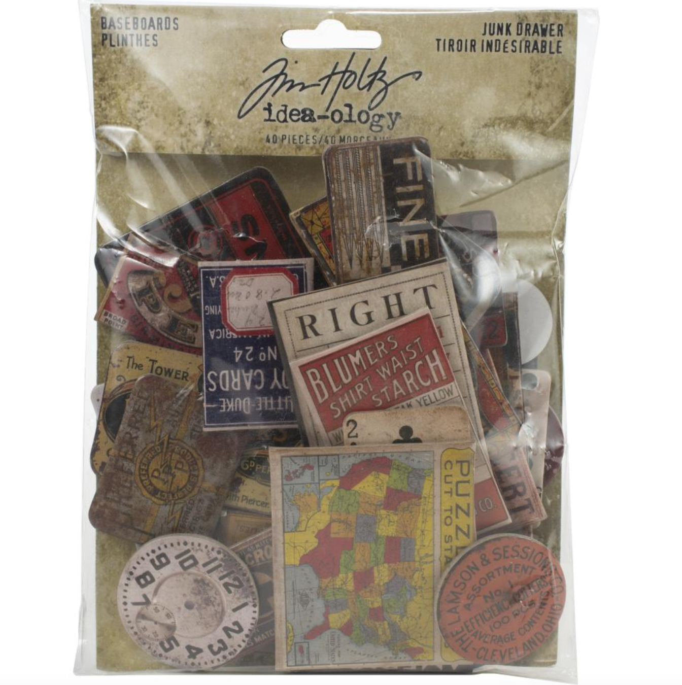 Chipboard Baseboards 40/Pkg - Ephemera Pack - Ideaology - Tim Holtz