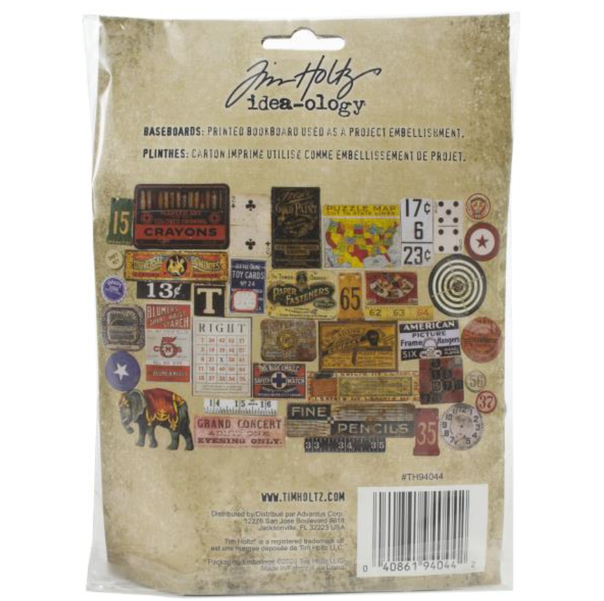 Chipboard Baseboards 40/Pkg - Ephemera Pack - Ideaology - Tim Holtz