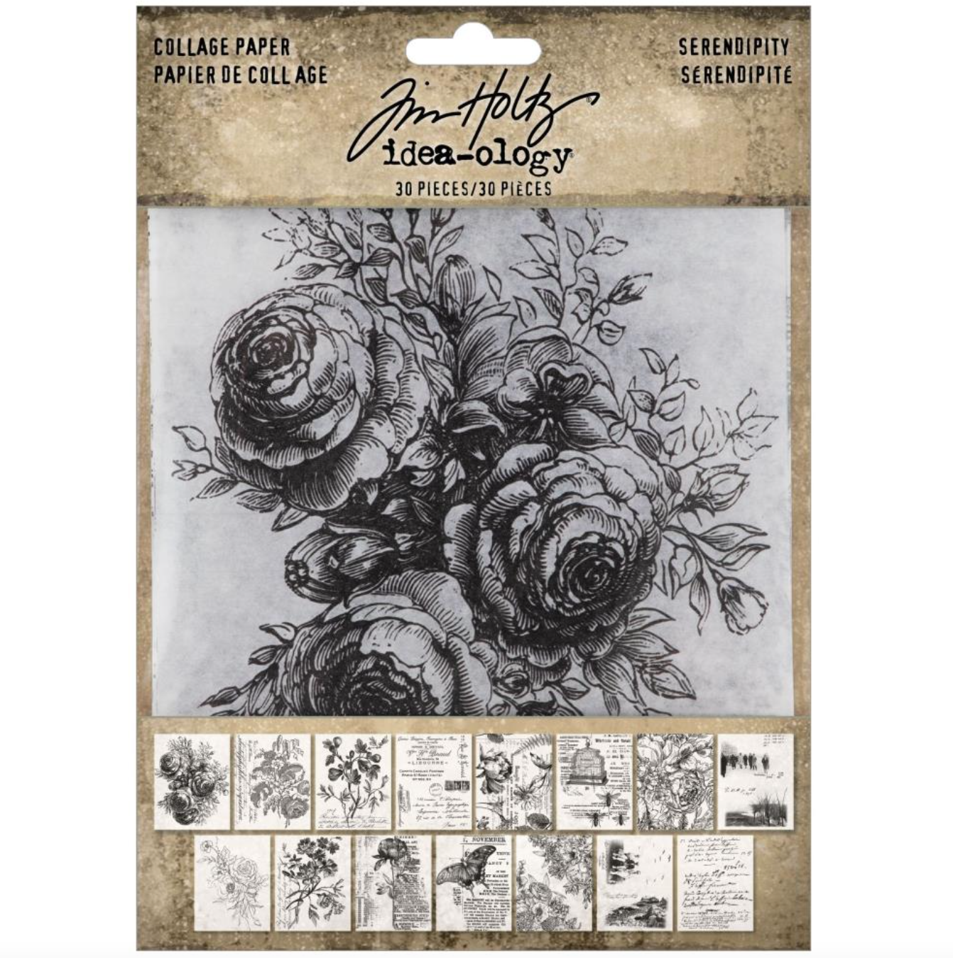 Collage Paper - Serendipity -  30 Pieces - Ideaology - Tim Holtz