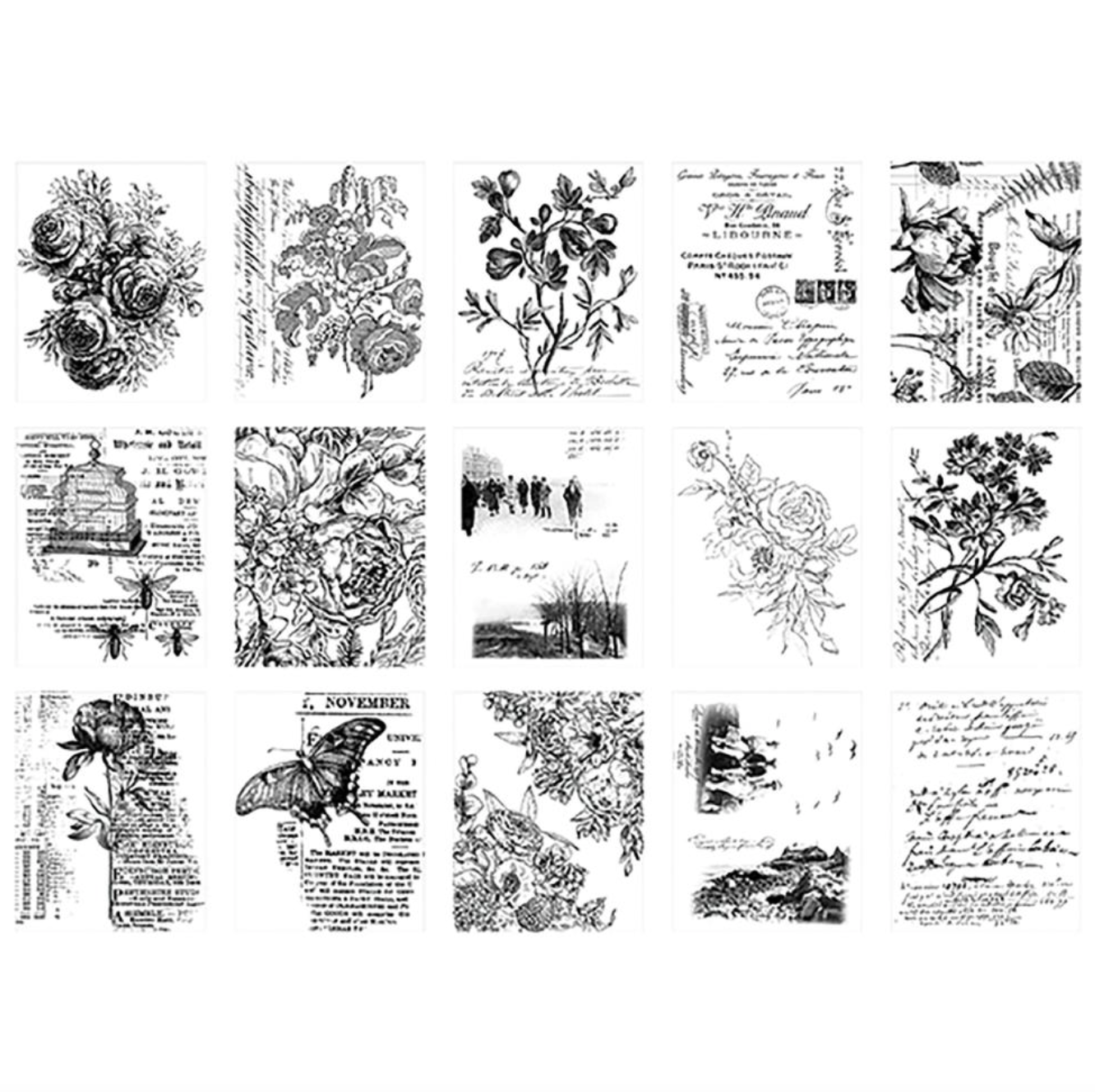 Collage Paper - Serendipity -  30 Pieces - Ideaology - Tim Holtz