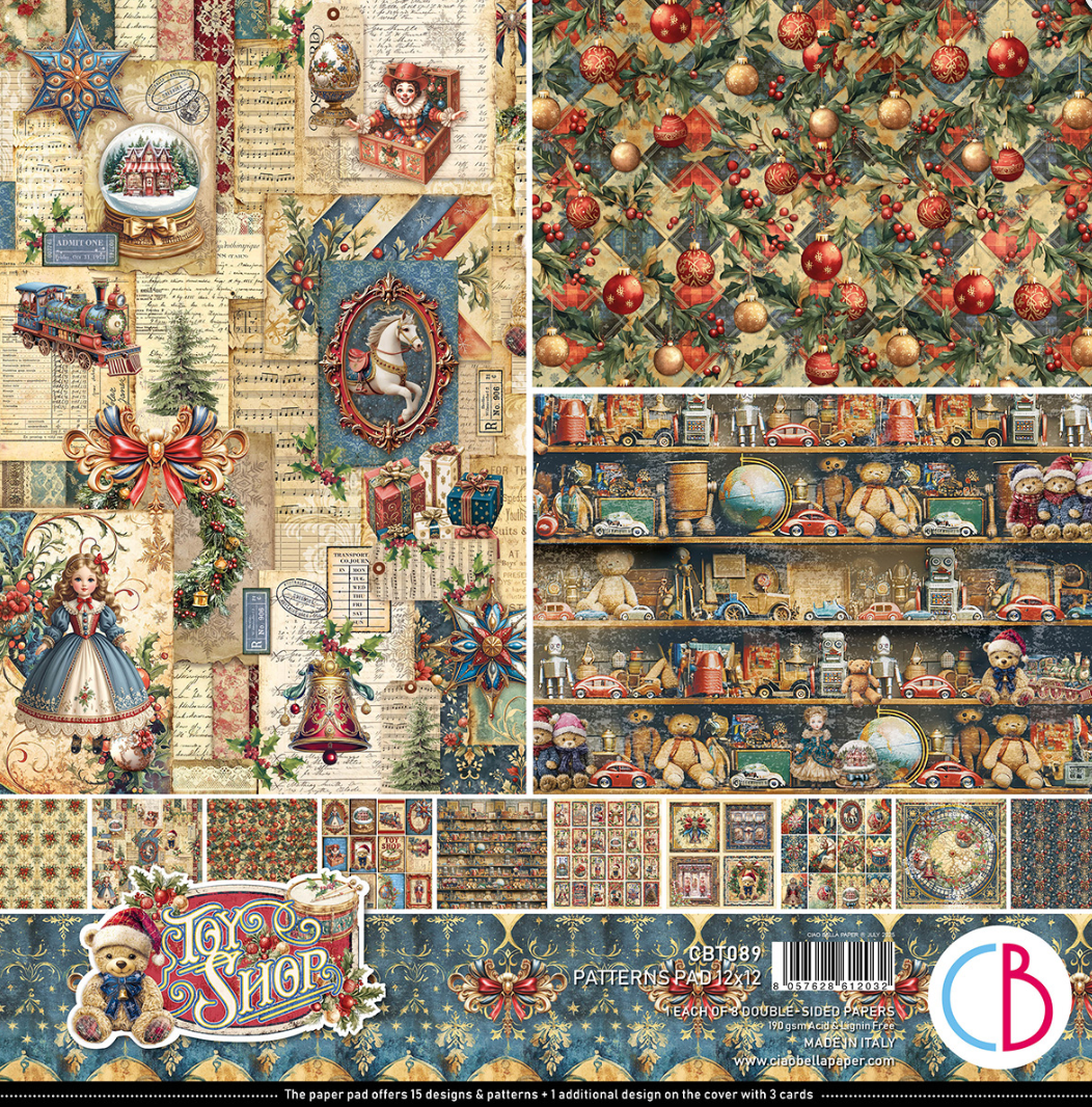 12x12 - Toy Shop - Patterns Pad - Double Sided Paper - 8/Pkg - Ciao Bella