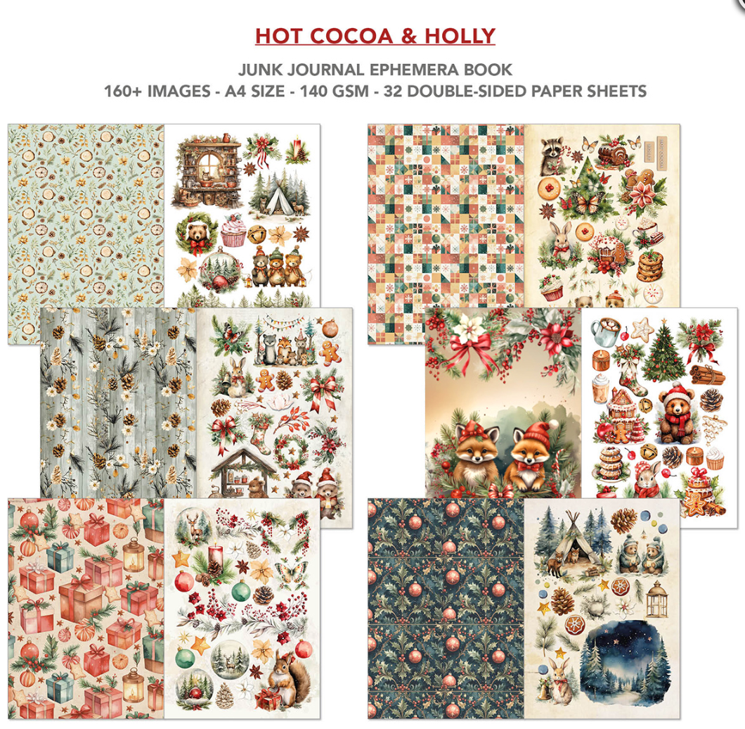 A4 Ephemera Book - Hot Cocoa & Holly - 32/Pkg - Ciao Bella