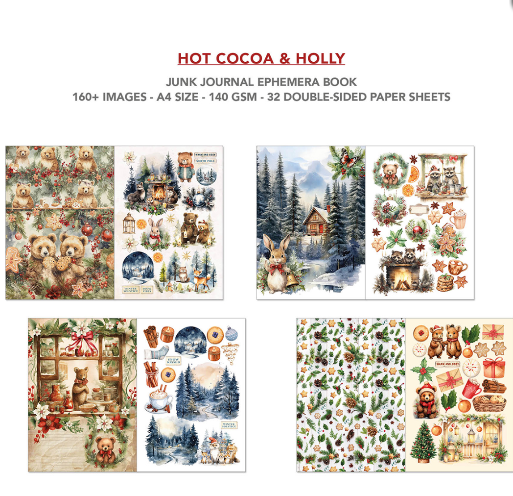 A4 Ephemera Book - Hot Cocoa & Holly - 32/Pkg - Ciao Bella