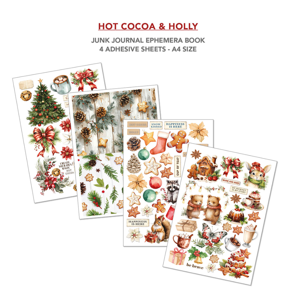 A4 Ephemera Book - Hot Cocoa & Holly - 32/Pkg - Ciao Bella