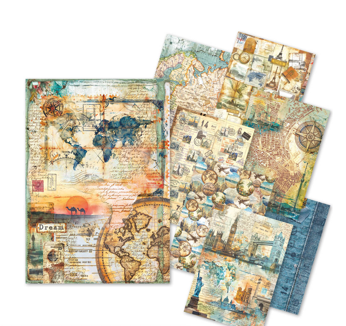 A5 Rice Paper Pack - Wanderlust - 8 Sheets - Ciao Bella