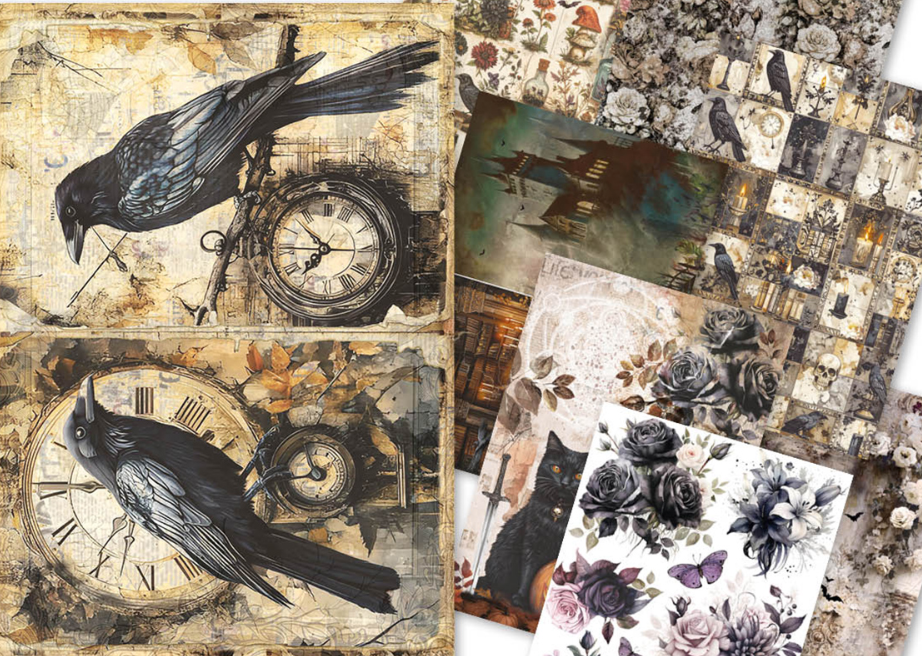 A5 Rice Paper Pack - Dark Academia - 8 Sheets - Ciao Bella