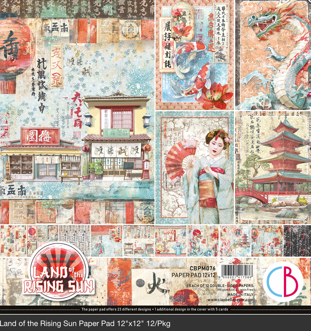 12x12 - Land of the Rising Sun - Paper Pad - Double Sided Paper - 12/Pkg - Ciao Bella