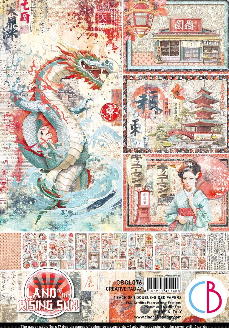 A4 - Land of the Rising Sun - Creative Pad - Double Sided Paper - 9/Pkg - Ciao Bella