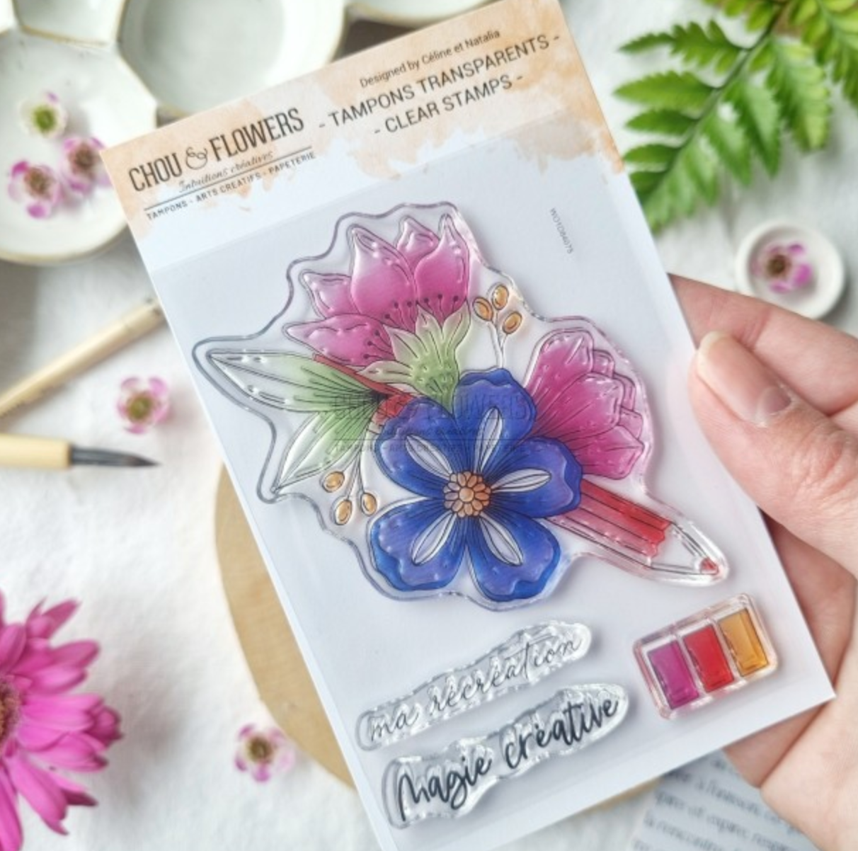 Clear Stamp - FLOWERED PENCIL - Chou and Flowers