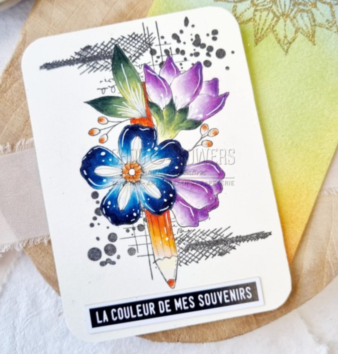 Clear Stamp - FLOWERED PENCIL - Chou and Flowers