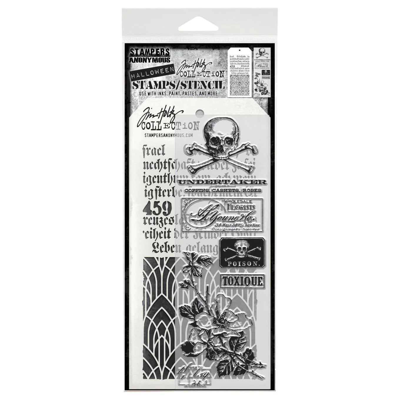 Tim Holtz - Undertaker - Mixed-Media Stamps & Stencil Set