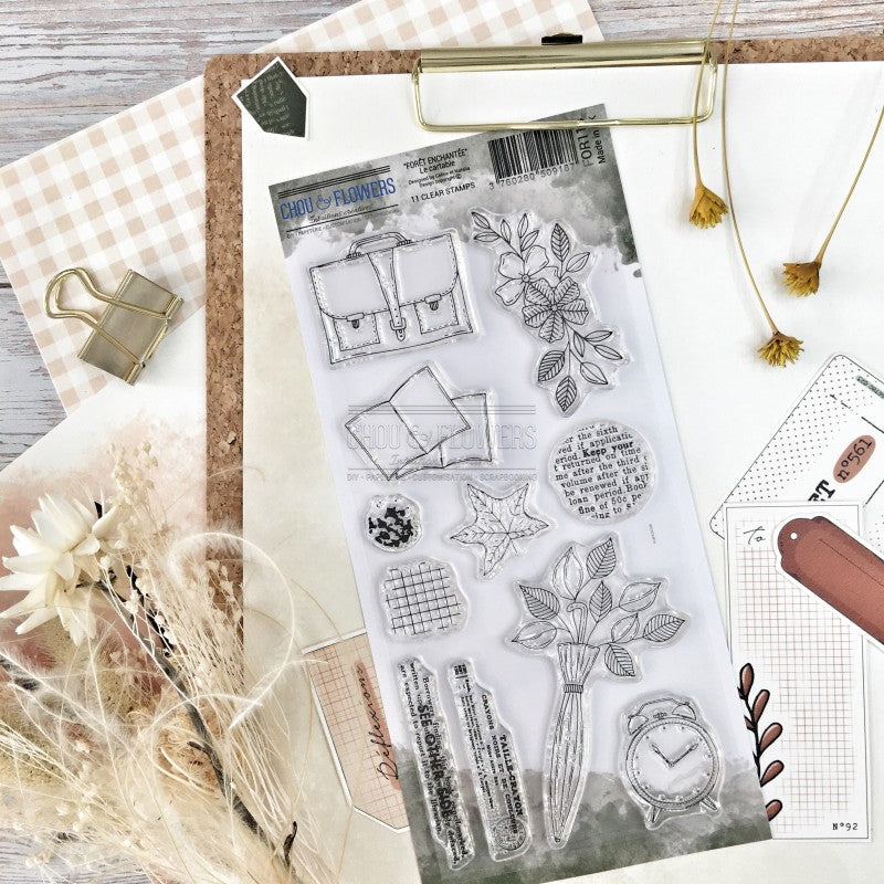 Clear Stamp - The Schoolbag - LE CARTABLE - Chou and Flowers