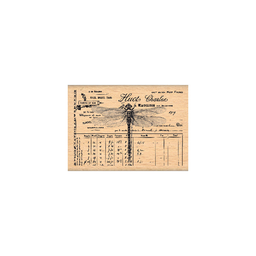 Dragonfly - Wooden Mount Rubber Stamp - Florilèges Design
