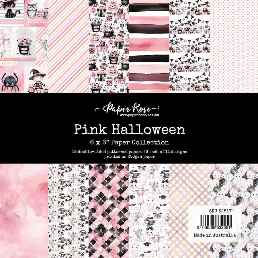 6x6 Inch - Pink Halloween - Double Sided Paper - Paper Rose