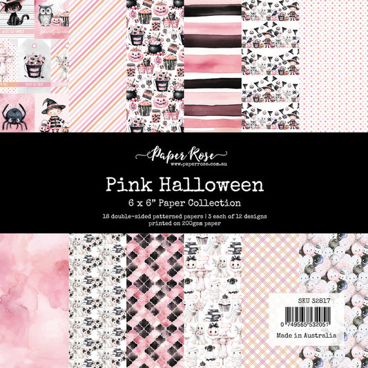 6x6 Inch - Pink Halloween - Double Sided Paper - Paper Rose