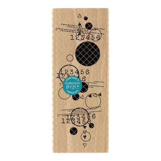 Numbers And Circles - Wooden Mount Rubber Stamp - Florilèges Design
