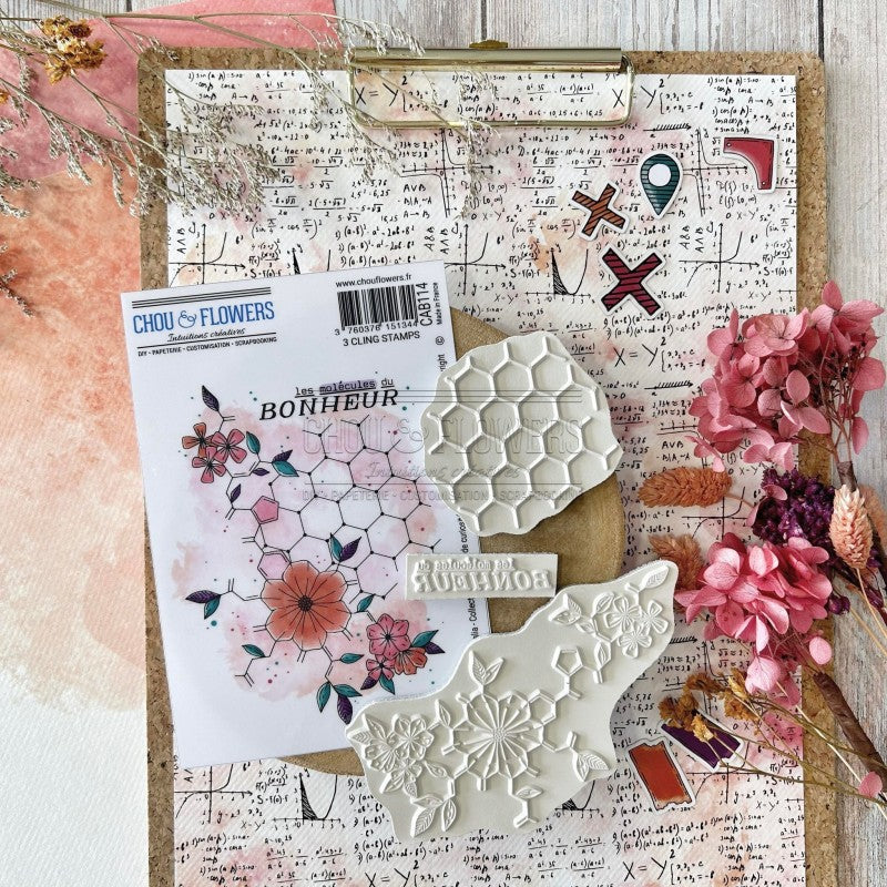 Rubber Stamp - Happy Molecules - MOLECULES DU BONHEUR - Chou and Flowers
