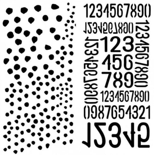 13 @rts - Stencil Stencil DOTS & NUMBERS - 5x5 Inch 13 @rts