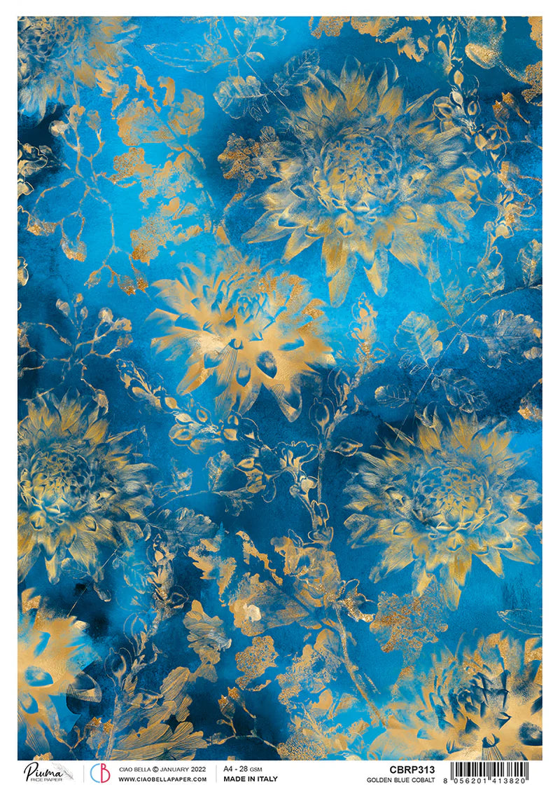 Rice Paper A4 - Golden Blue Cobalt - Ciao Bella