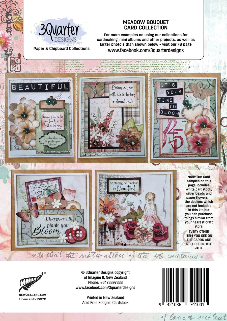 A4 - Meadow Bouquet Card Collection - 3 Quarter Designs