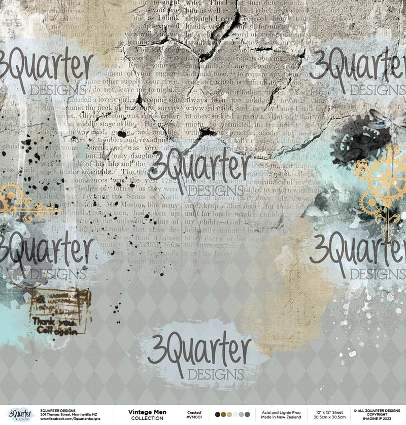 12x12 - Vintage Man - Paper Set - 3Quarter Designs