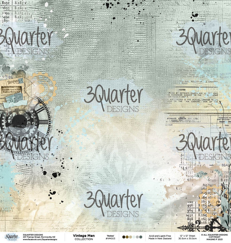 12x12 - Vintage Man - Paper Set - 3Quarter Designs