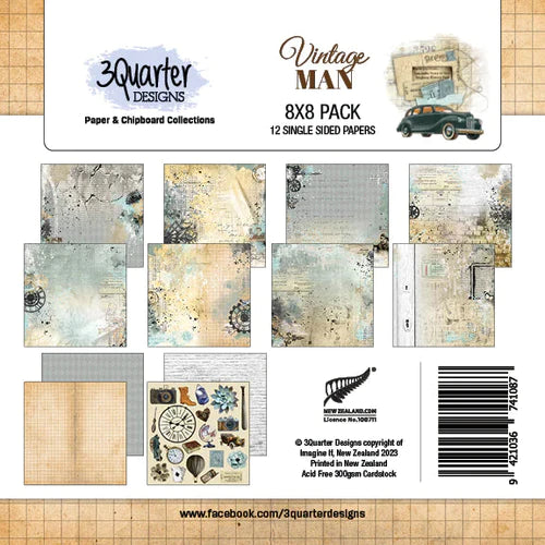 8x8 - Vintage Man - Paper Set - 3Quarter Designs