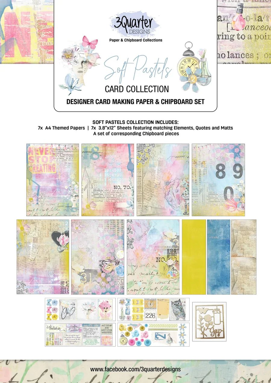 3Quarter Designs - Card Collection - Soft Pastels - A4 - Messy Papercrafts