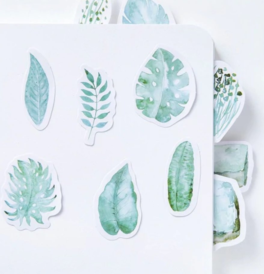 45 Piece Tropical Greens Planner Stickers Washi Tape Shop