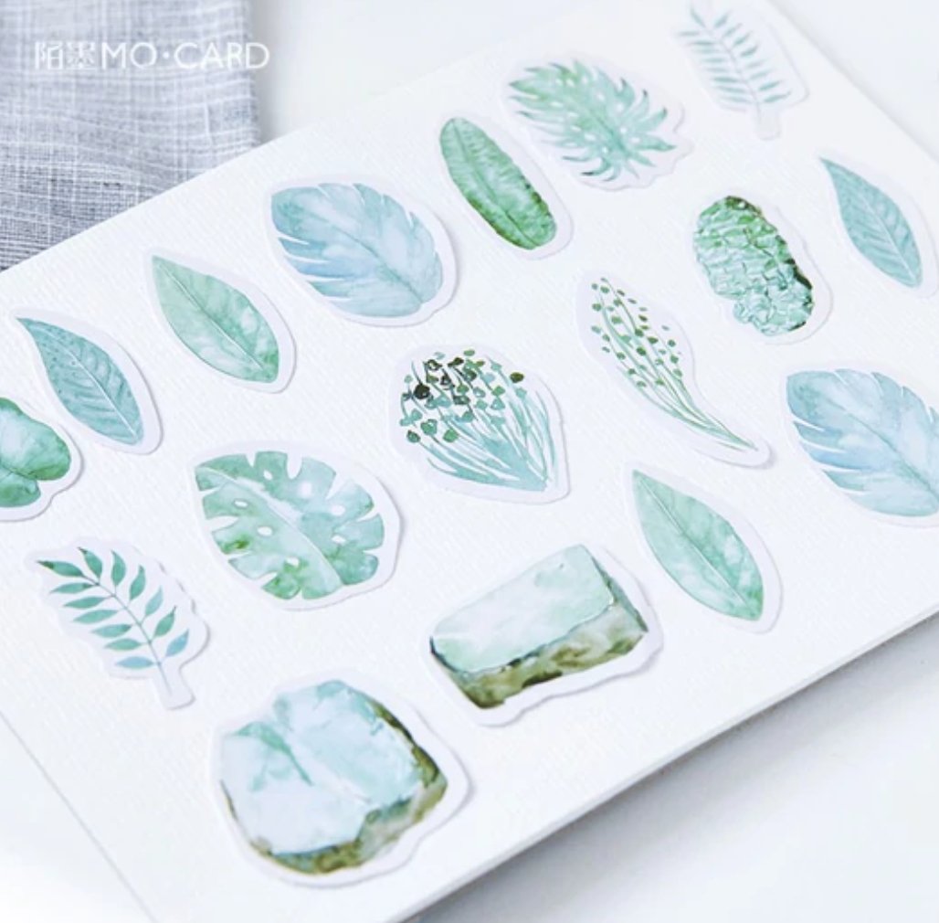 45 Piece Tropical Greens Planner Stickers Washi Tape Shop