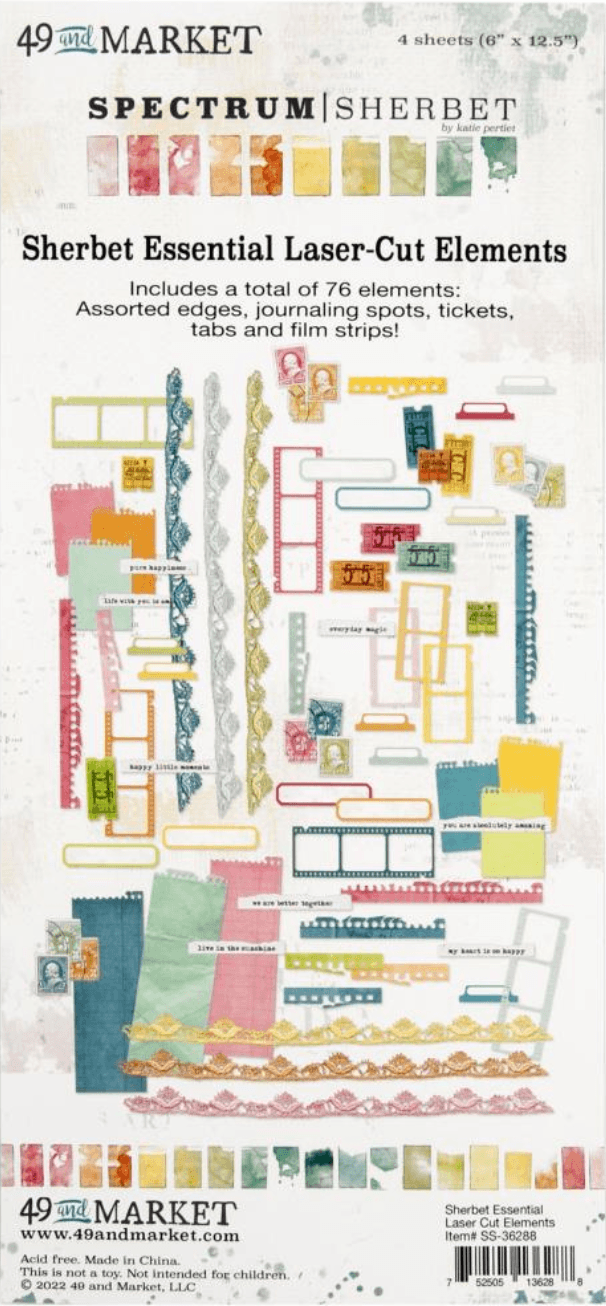 49 and Market - Spectrum Sherbet Laser Cut Elements - Messy Papercrafts