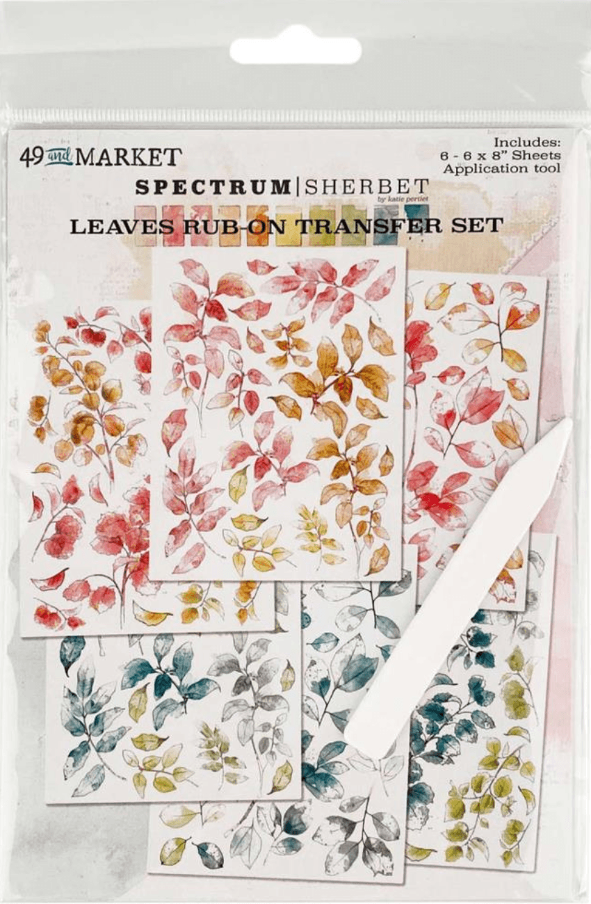49 and Market - Spectrum Sherbet Leaves Rub-On Transfer Set - Messy Papercrafts