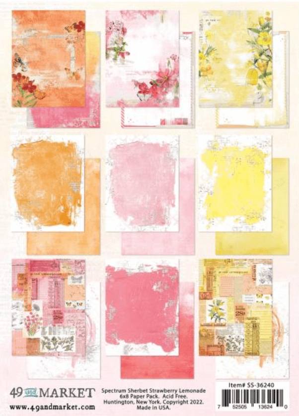 49 and Market - Spectrum Sherbet Strawberry Lemonade Pack - 6x8 Inch - Messy Papercrafts