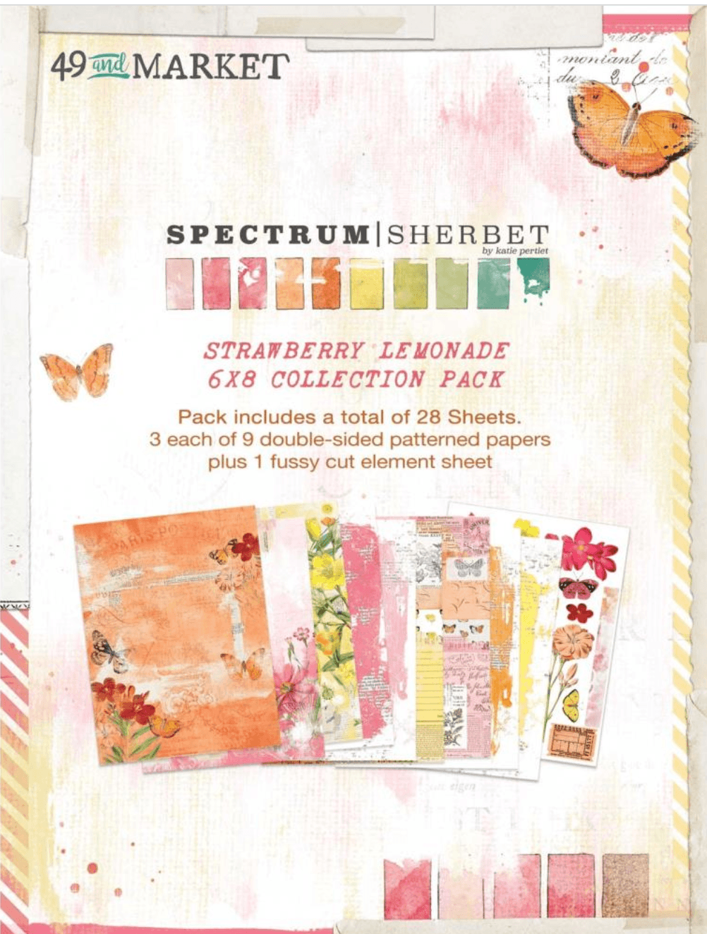 49 and Market - Spectrum Sherbet Strawberry Lemonade Pack - 6x8 Inch - Messy Papercrafts