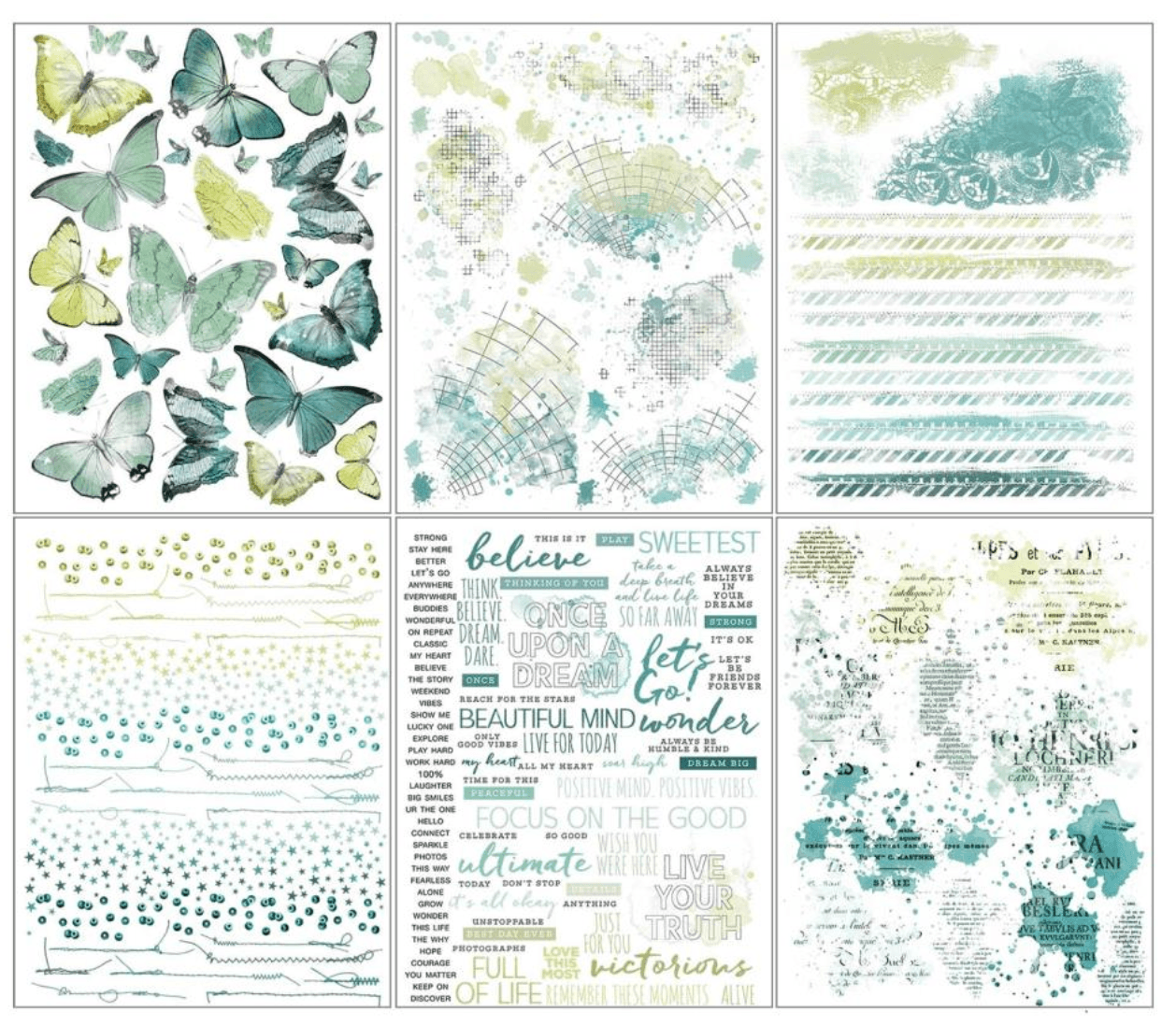 49 and Market - Spectrum Sherbet Tidal Wave Rub-On Transfer Set - Messy Papercrafts