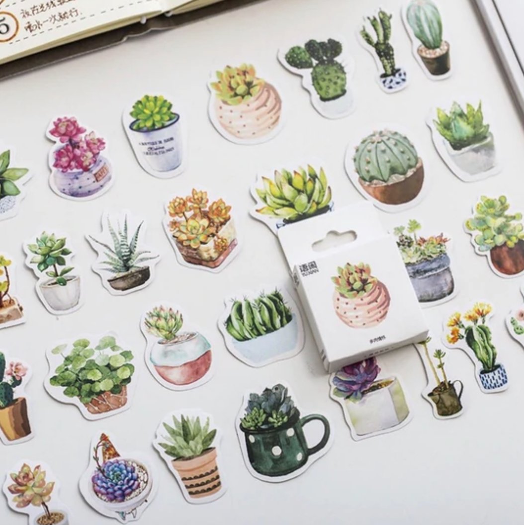 50 Piece Succulents Delight Planner Stickers Washi Tape Shop
