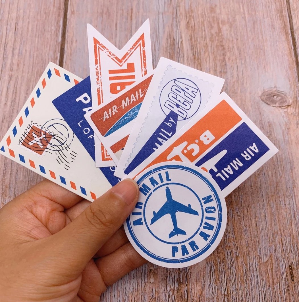 60 Piece Vintage Air Mail Stickers Washi Tape Shop