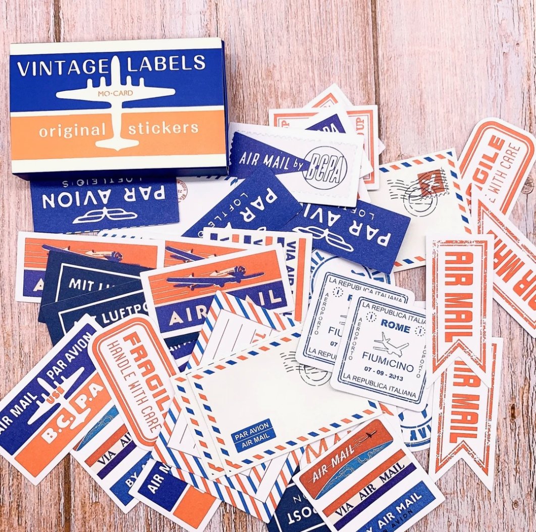 60 Piece Vintage Air Mail Stickers Washi Tape Shop