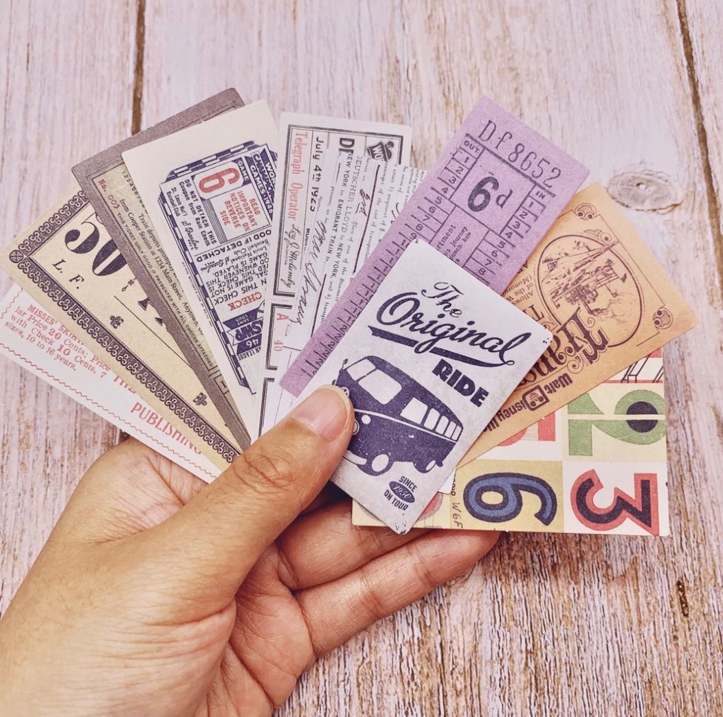 60 Piece Vintage Coupon Stickers Washi Tape Shop